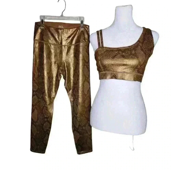 IVL Collective Bronze Snakeskin Legging/bra Set Size 8 - Picture 1 of 11